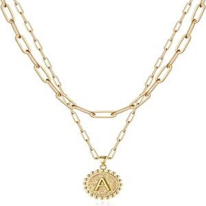 Yoosteel Gold Initial Necklaces for Women Girls, 14K Gold Plated Dainty Layering